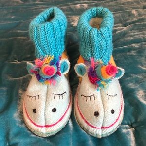 Garnet Hill unicorn house shoes